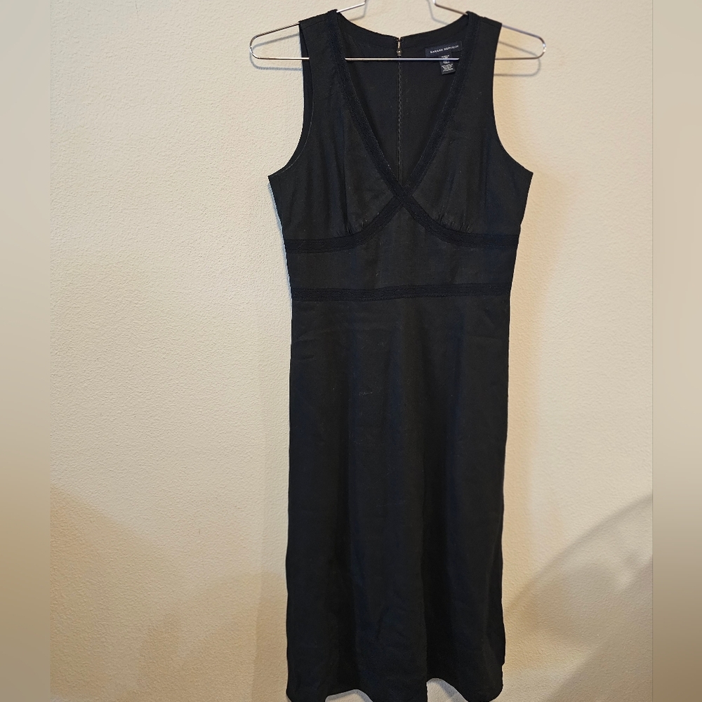 Size 8 Vintage Banana Republic Black Linen Dress